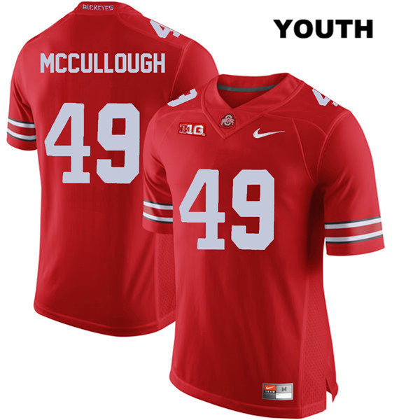 Ohio State Buckeyes Youth Liam McCullough #49 Red Authentic Nike College NCAA Stitched Football Jersey RP19O18GX